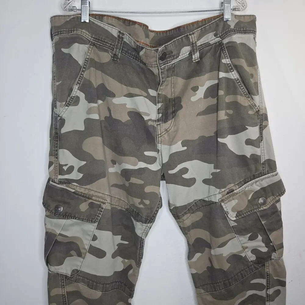 True Religion Joggers Pants Mens 40 Green Camo Denim